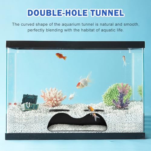 Ranjaner Aquarium Underground Tunnel Cave, Clear Viewing Window for Fish & Shrimp Under Gravel, Decorative Hideout for Corydora Catfish, Kuhli Loach(Black,Size:7inch) - Image 3
