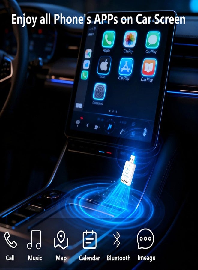 YFDUNV 2025 Newly Upgraded Wireless CarPlay Adapter: Slim, Lightweight and Portable, Plug-and-Play. Easy to Operate with Stable Connection and no lag, Compatible with iPhone and Android Devices. - Image 3
