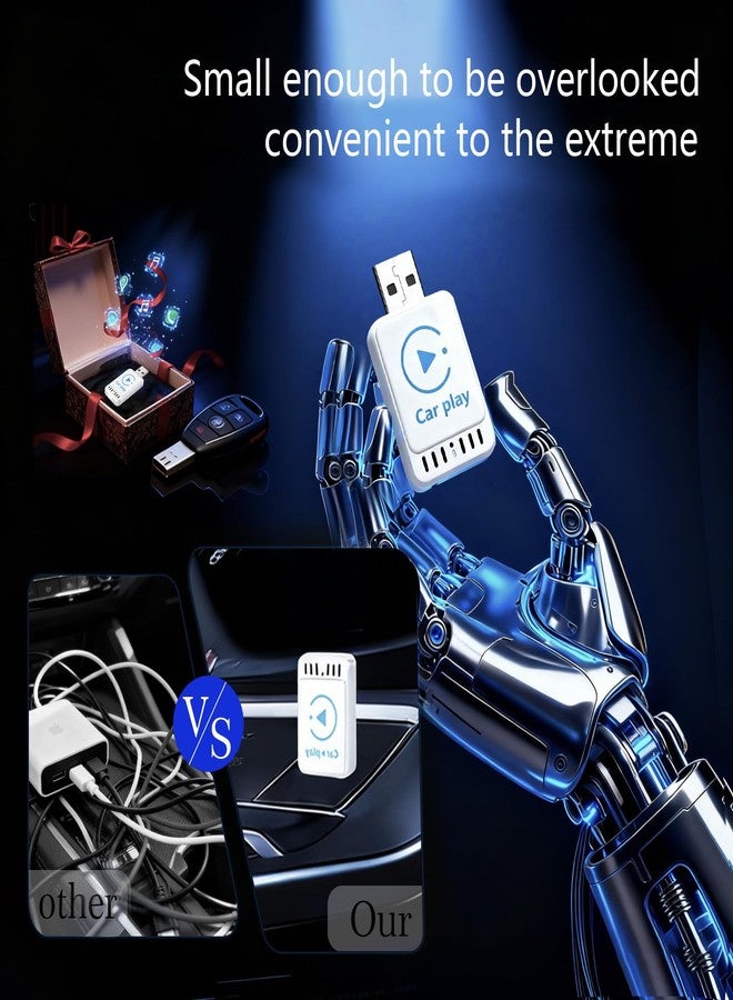 YFDUNV 2025 Newly Upgraded Wireless CarPlay Adapter: Slim, Lightweight and Portable, Plug-and-Play. Easy to Operate with Stable Connection and no lag, Compatible with iPhone and Android Devices. - Image 5