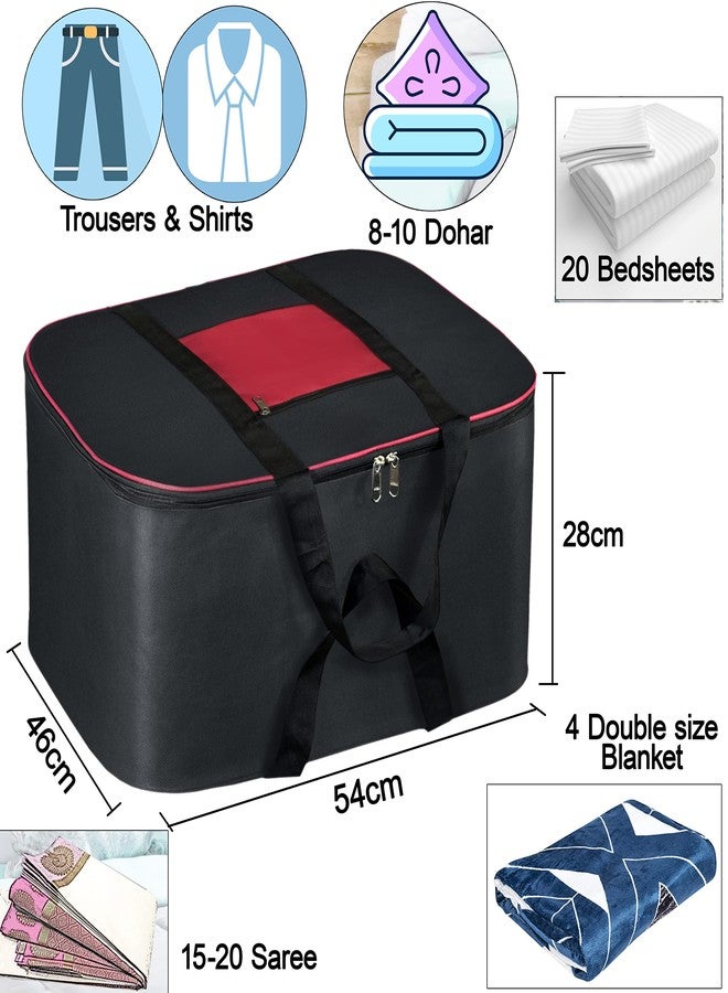 ABSTER Set Of 3 Moisture Proof Nylon Underbed Storage Bag For Clothes Large (54x46x28 cm, Black) Rectangular - Image 2