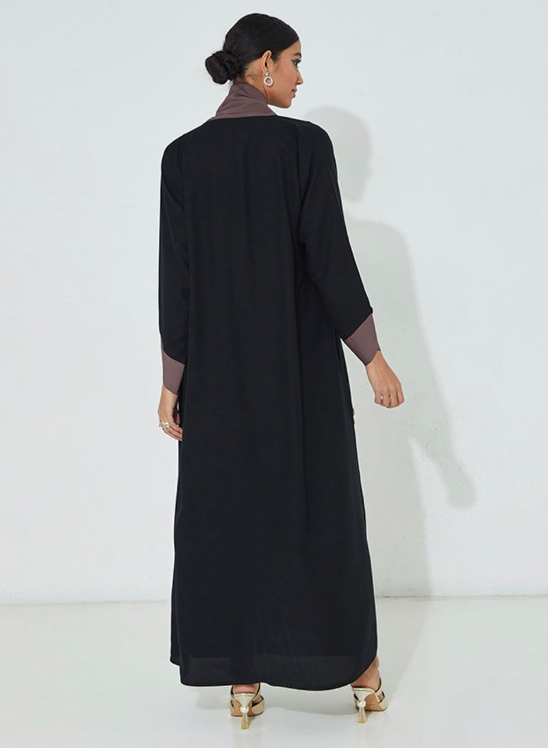 Rosette Abaya Embroidered Open Abaya  - Image 3