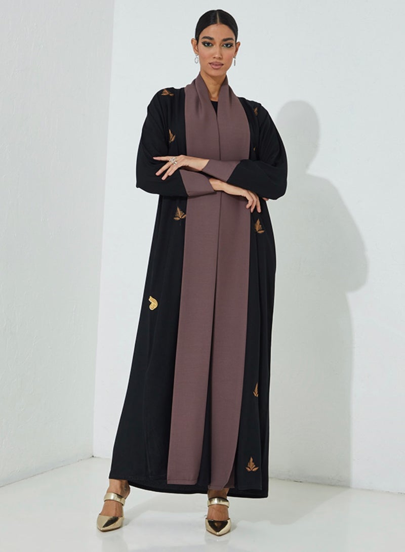 Rosette Abaya Embroidered Open Abaya  - Image 4