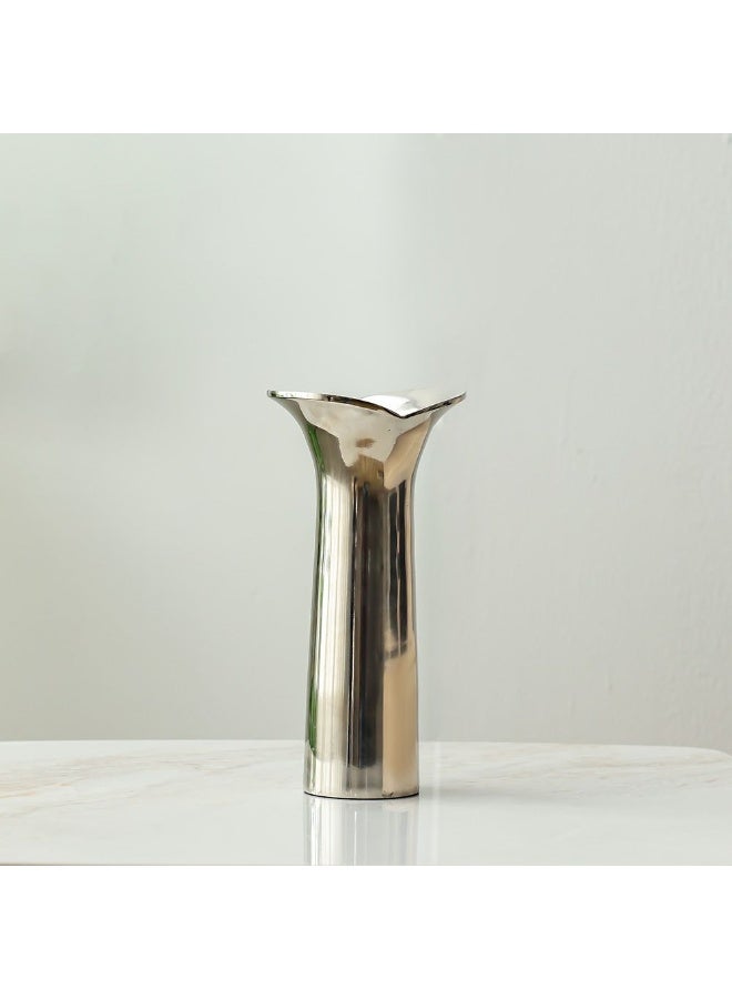 Regal Heritage Candle Pillar Holder Large | Elegant Candle Holder for Home Decor | Luxury Pillar Stand Classic Design Decorative Lighting for Living Room Dining Room 12X9X25 Cm Nickel - Image 1
