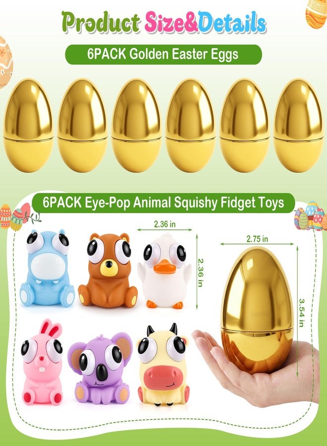 Gralima 6 Pack Jumbo 4" Golden Easter Eggs Fillers with Popping Eyes Fidget Toys, Easter Basket Stuffers Stress Relief Toys for Kids, Easter Eggs Hunt Party Favors Classroom Prizes - Image 2