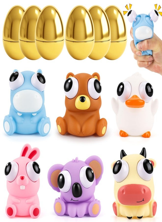 Gralima 6 Pack Jumbo 4" Golden Easter Eggs Fillers with Popping Eyes Fidget Toys, Easter Basket Stuffers Stress Relief Toys for Kids, Easter Eggs Hunt Party Favors Classroom Prizes - Image 1