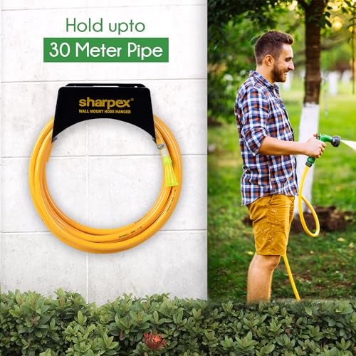 Sharpex Garden Steel Material Hose Hanger | Wall Mounted Watering Hose Holders | Heavy Duty Portable Irrigation Hose Hanger Only (Black) - Image 4