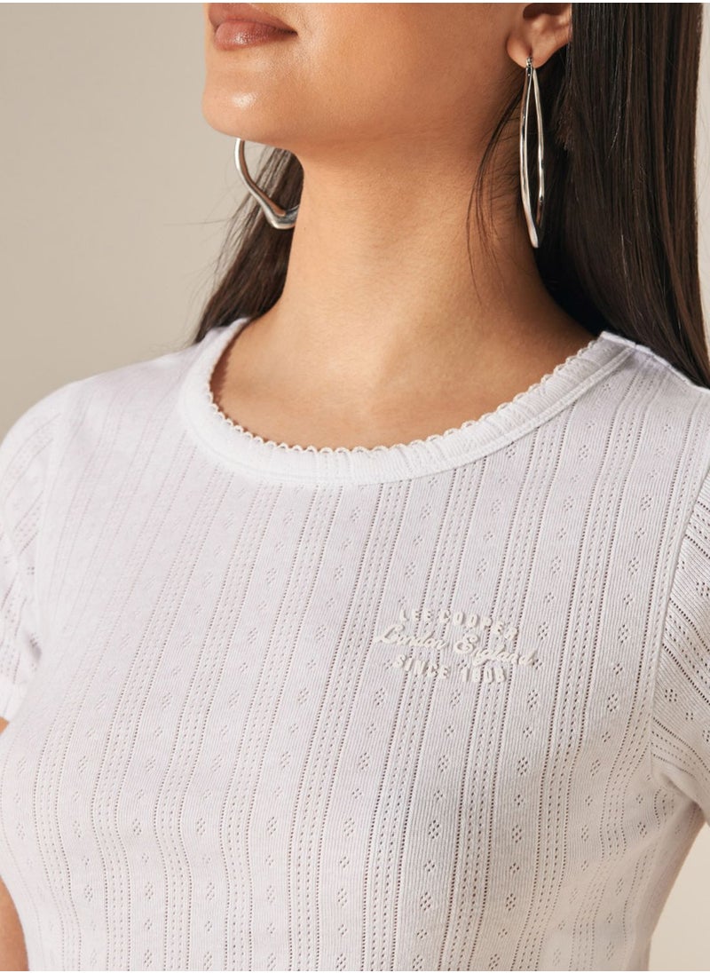 Lee Cooper - Embroidered Logo Crop T-Shirt - Image 1