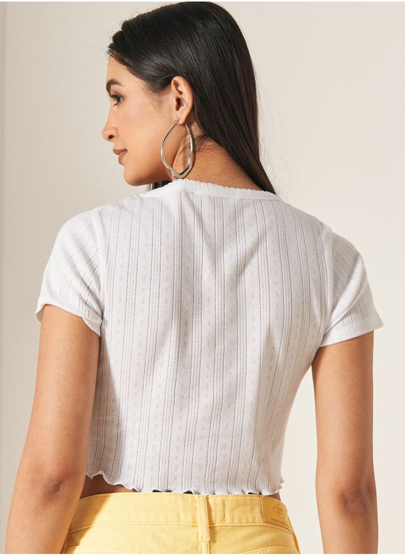 Lee Cooper - Embroidered Logo Crop T-Shirt - Image 1