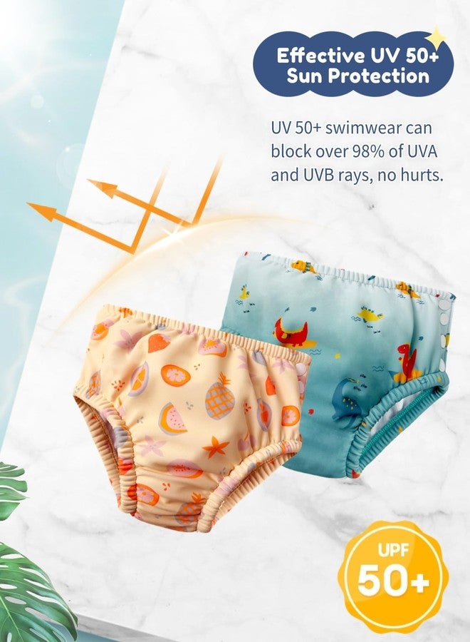 weVSwe Baby Reusable Swim Diaper Girls UPF 50+ Washable Newborn Absorbent Swimming Diapers Orange Fruits 12-18 Months - Image 5