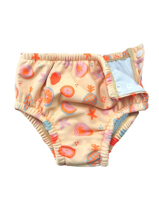 weVSwe Baby Reusable Swim Diaper Girls UPF 50+ Washable Newborn Absorbent Swimming Diapers Orange Fruits 12-18 Months - Image 1