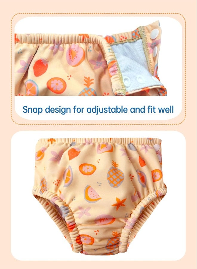 weVSwe Baby Reusable Swim Diaper Girls UPF 50+ Washable Newborn Absorbent Swimming Diapers Orange Fruits 12-18 Months - Image 3