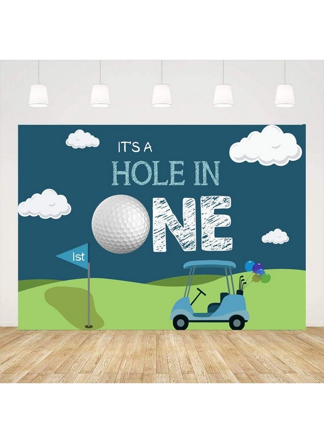 Ticuenicoa Hole In One 1St Birthday Photography Backdrop For Parties Blue Sky White Clouds Grass Background For Bday Party Golf Sports Themed Backdrops Cake Table Banners Kids Photo Booth Props 5X3Ft  - Image 2