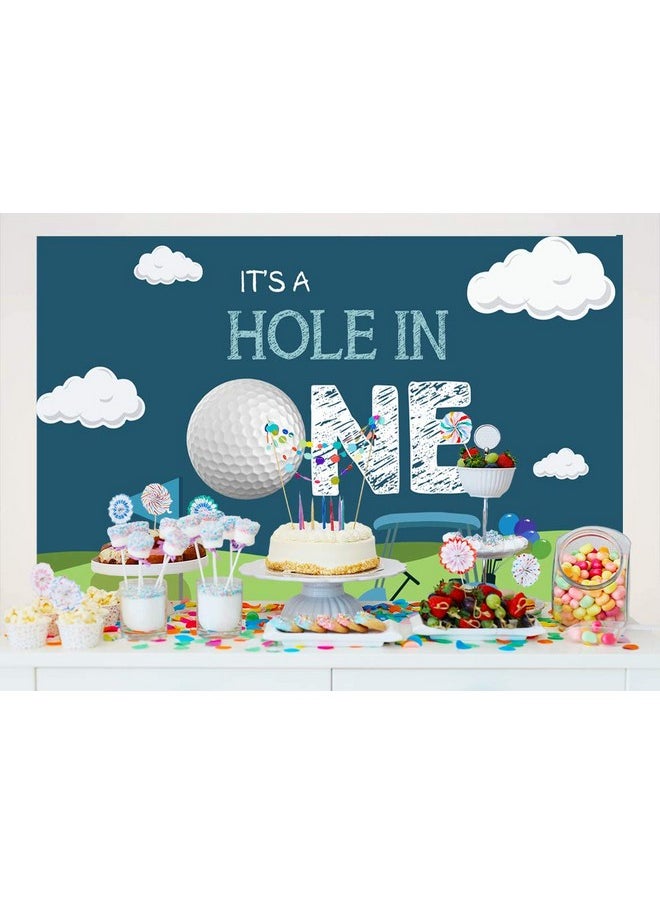 Ticuenicoa Hole In One 1St Birthday Photography Backdrop For Parties Blue Sky White Clouds Grass Background For Bday Party Golf Sports Themed Backdrops Cake Table Banners Kids Photo Booth Props 5X3Ft  - Image 5