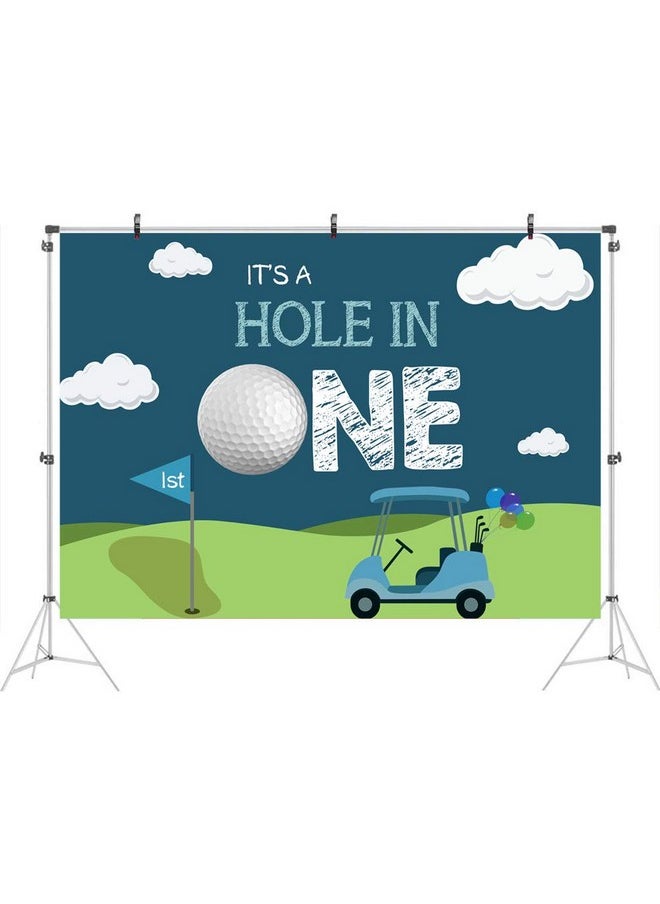 Ticuenicoa Hole In One 1St Birthday Photography Backdrop For Parties Blue Sky White Clouds Grass Background For Bday Party Golf Sports Themed Backdrops Cake Table Banners Kids Photo Booth Props 5X3Ft  - Image 3