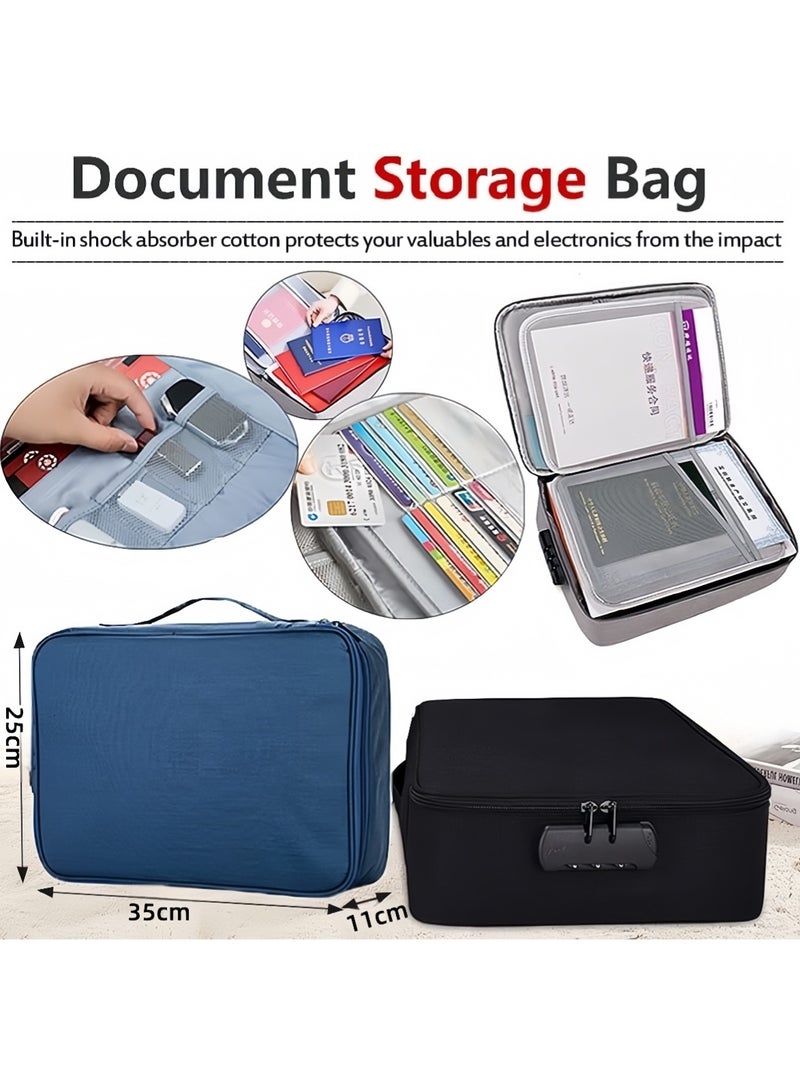 زيلو حقيبة مستندات مع قفل، حقيبة تنظيم ملفات مقاومة للماء، حقيبة حماية من 3 طبقات لتخزين الكمبيوتر المحمول والشهادات والمستندات وجواز السفر - Image 4