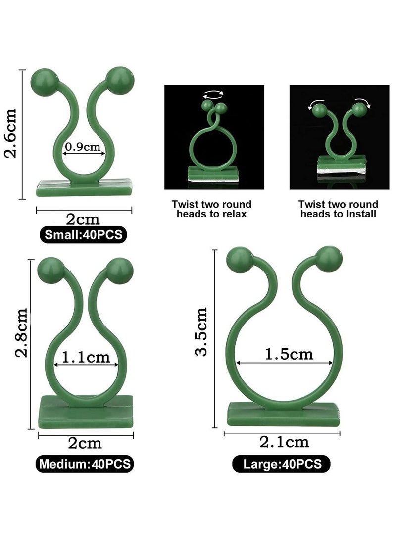 HomarKet 120 PCS Plant Vine Climbing Wall Fixture Clips - Green 3 Different Size Plant Support Plant Fixer Self-Adhesive Sticky Hook Plant Vine Traction Vines Fixing Clip Vines Holder (Green)  - Image 2