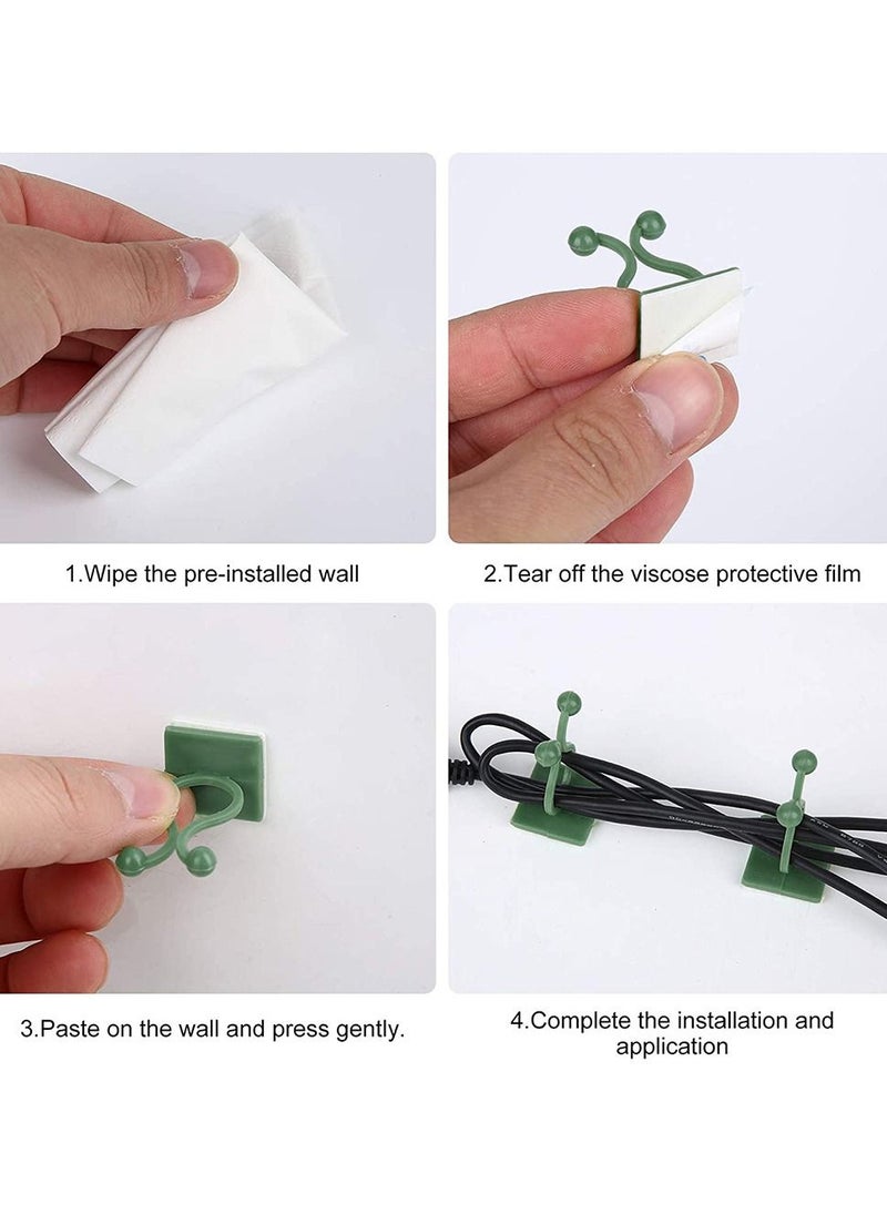HomarKet 120 PCS Plant Vine Climbing Wall Fixture Clips - Green 3 Different Size Plant Support Plant Fixer Self-Adhesive Sticky Hook Plant Vine Traction Vines Fixing Clip Vines Holder (Green)  - Image 4
