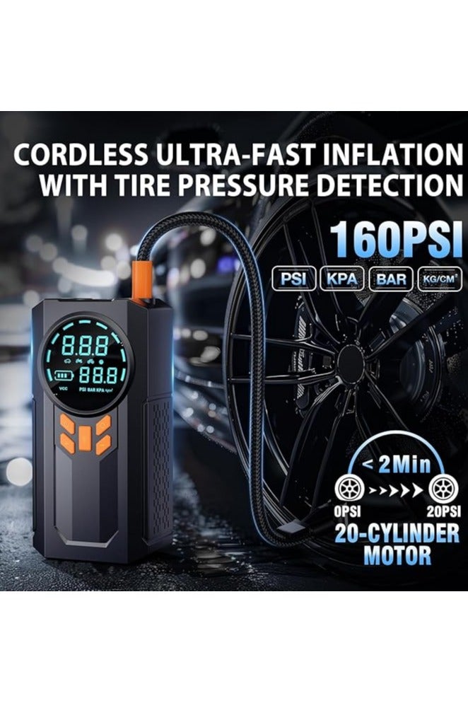 فيبكا Jump Starter with Air Compressor, 5000A 160PSI Battery Jumper Starter Portable (9.0 Gas/8.0L Diesel), 12V Jump Box Car Battery Jump Starter with Smart Jumper Cables, LED Light, LCD Display-JN088D - Image 3