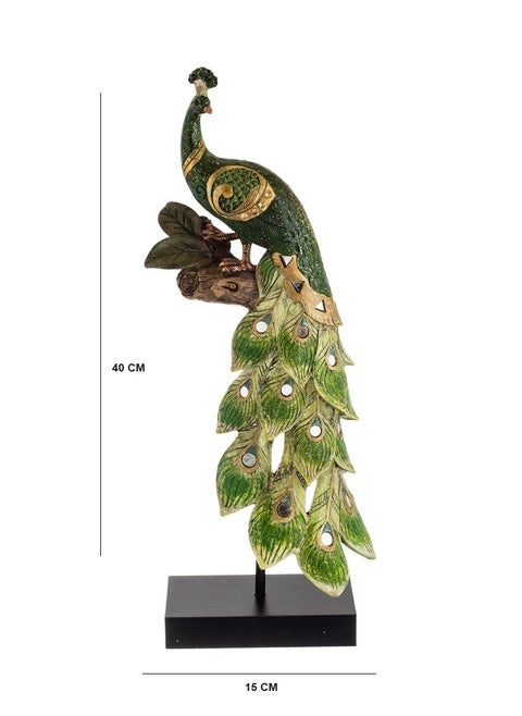A Decorative Peacock Bird On A Base With An Elegant And Beautiful Design