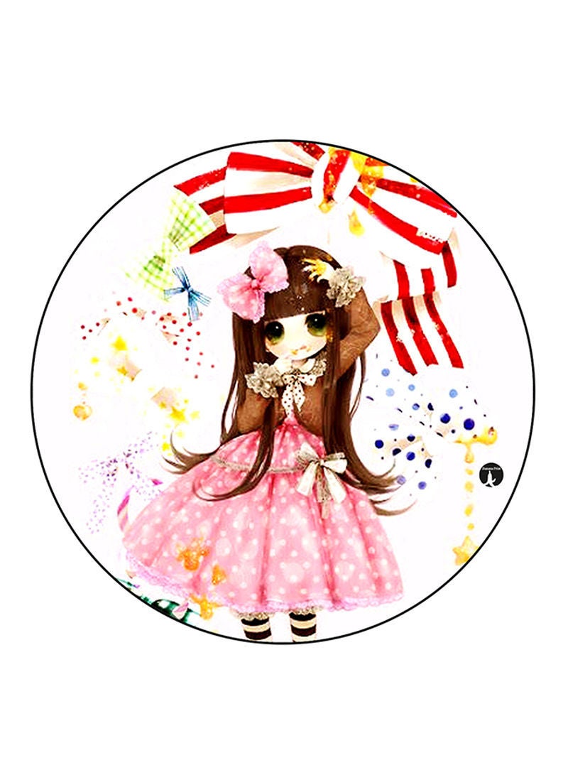 Girl Printed Mouse Pad  Round  Multicolour