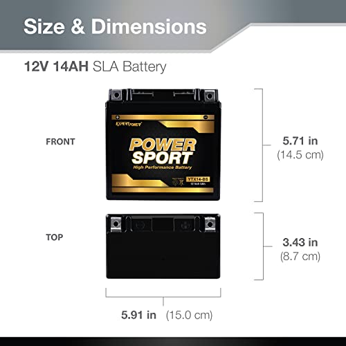 ExpertPower بطارية ExpertPower ETX14-BS 12v14Ah YTX14-BS البديلة (12V 14Ah مغلقة) خالية من الصيانة - Image 3
