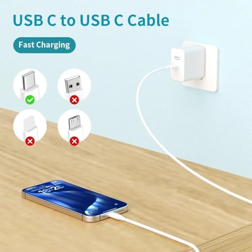 Punnkk Type C to C Fast Charging USB C Cable High-Speed Data Transfer & Power Delivery, for Galaxy A06,F06,A16,M05s,A25,S25,M15,F15,A15,A14,M14,F14,M34,F34,S23 Type-C Cord, White - Image 4