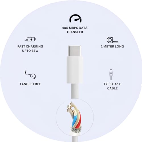 Punnkk Type C to C Fast Charging USB C Cable High-Speed Data Transfer & Power Delivery, for Galaxy A06,F06,A16,M05s,A25,S25,M15,F15,A15,A14,M14,F14,M34,F34,S23 Type-C Cord, White - Image 5
