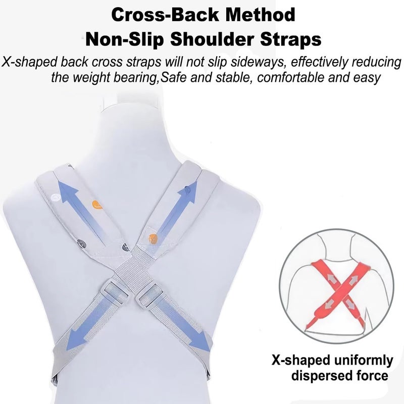 KASTWAVE 4-in-1 Baby Carrier Newborn to Toddler, Soft Baby Wrap Carrier for Newborn,Shoulder Strap Grid Breathable Infant Sling,Carrier Toddler Carrier Baby Wraps Carrier forGirl and Boy 8-45 lbs（Grey） - Image 2