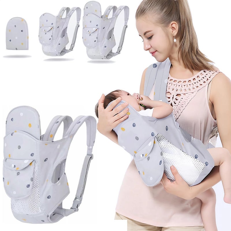KASTWAVE 4-in-1 Baby Carrier Newborn to Toddler, Soft Baby Wrap Carrier for Newborn,Shoulder Strap Grid Breathable Infant Sling,Carrier Toddler Carrier Baby Wraps Carrier forGirl and Boy 8-45 lbs（Grey） - Image 1