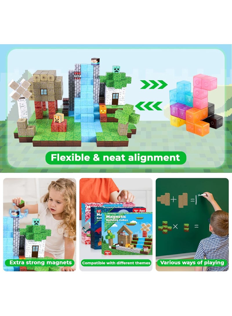 Magnetic Blocks-100PCS Magnetic Building Blocks, Magnetic Tiles Kids Build Cubes Upgraded STEM Game Toys, Christmas Birthday Gifts for Boys & Girls Ages 3+ - Image 5
