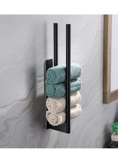 mriya Towel Rail No Drilling Stainless Steel Double Towel Rail Self-Adhesive Two Arm Guest Towel Holder Wall Mounted for Bathroom Kitchen  - Image 5
