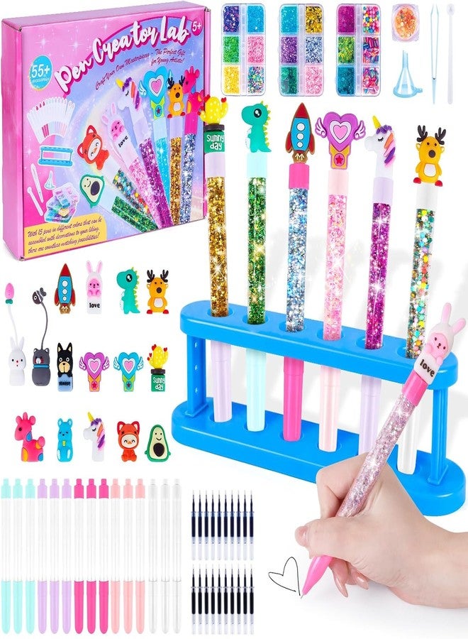 Subao 55+ DIY Glitter Gel Pens Making Kit,Pen Creator Studio,Make Your Own 15 Sparkly Cute Pens,Creative Arts and Crafts for Kids Ages 5 6 7 8,Birthday Christmas Gifts for Girls 9 10 11 12 Years Old - Image 1