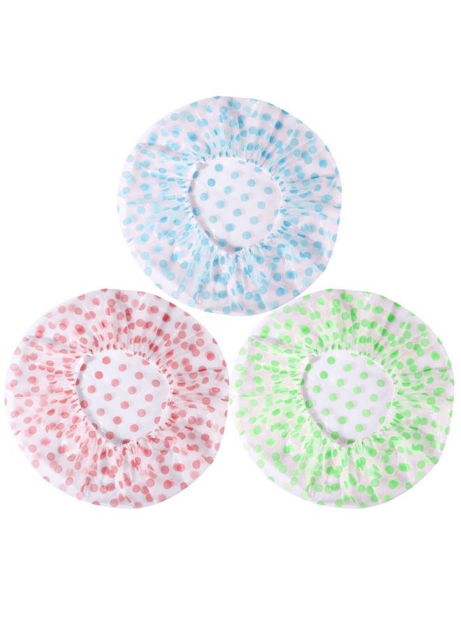Pengxiaomei Large Shower Caps, 3 Pcs Waterproof Bath Caps Plastic Reusable Shower Caps Elastic Band Bath Hair Hat for Women Ladies - Image 1