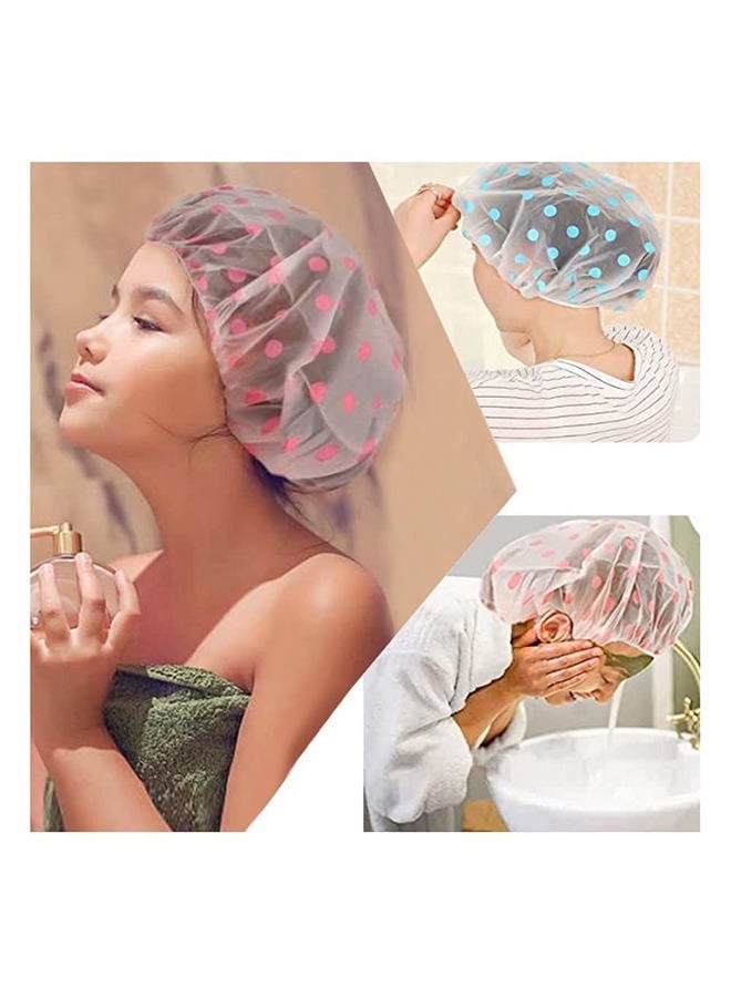 Pengxiaomei Large Shower Caps, 3 Pcs Waterproof Bath Caps Plastic Reusable Shower Caps Elastic Band Bath Hair Hat for Women Ladies - Image 5