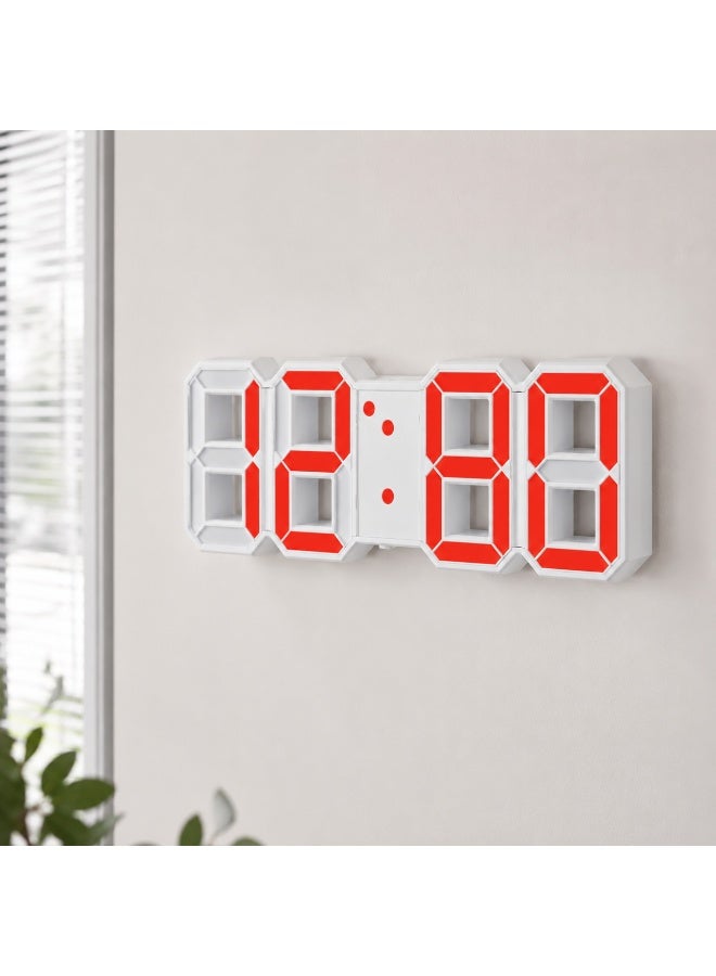Large LED digital alarm clock (wall and desk) displaying time, date, and temperature; features 3 independent alarms, night mode, power-saving mode, and settings memory; powered by DC 5V input. - Image 4