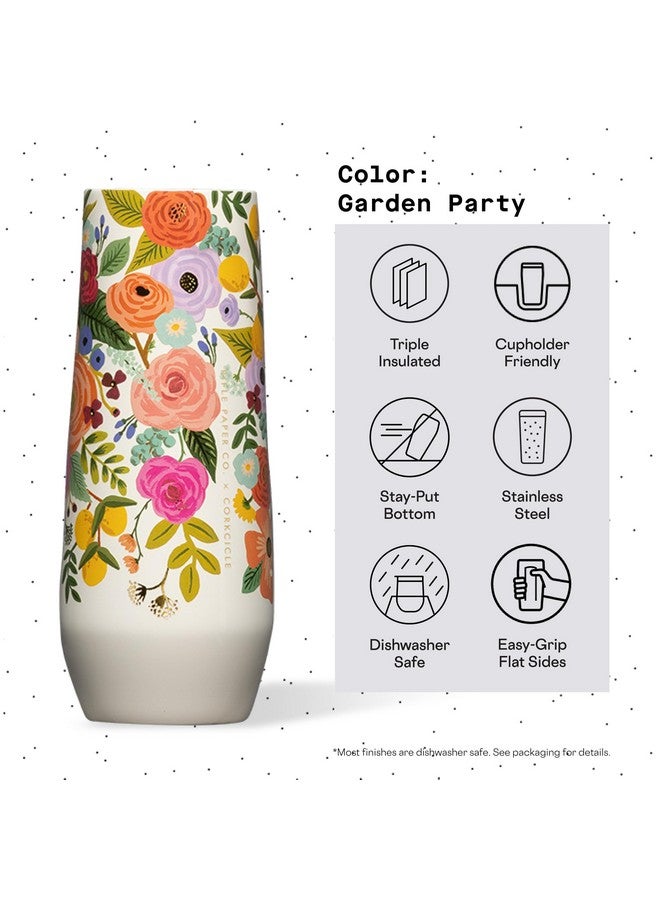 CORKCICLE كأس بلا ساق، معزول ثلاثي من الفولاذ المقاوم للصدأ، سهل الإمساك، قاعدة غير قابلة للانزلاق، يحافظ على المشروبات باردة لمدة 9 ساعات، كريم حفلة الحدائق، 7 أونصات - Image 4