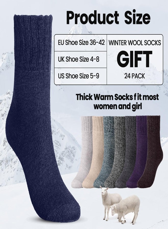 JaGely 24 Pairs Women Wool Socks Bulk Fuzzy Warm Winter Thermal Thick Socks Boot Crew Christmas Winter Gifts for Women(Cool Colors) - Image 3