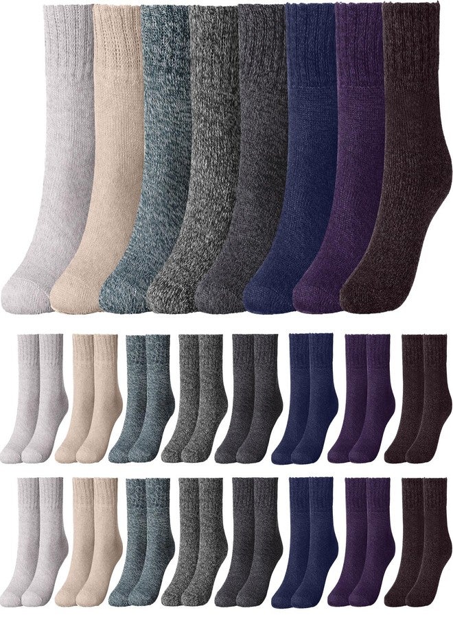 JaGely 24 Pairs Women Wool Socks Bulk Fuzzy Warm Winter Thermal Thick Socks Boot Crew Christmas Winter Gifts for Women(Cool Colors) - Image 1
