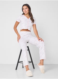 Floral Print T-Shirt & Pyjama Set