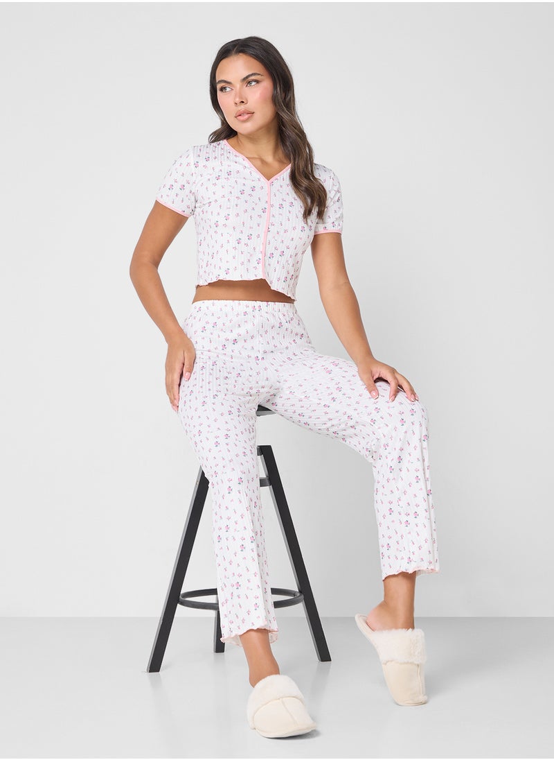 Ginger - Floral Print T-Shirt & Pyjama Set - Image 1