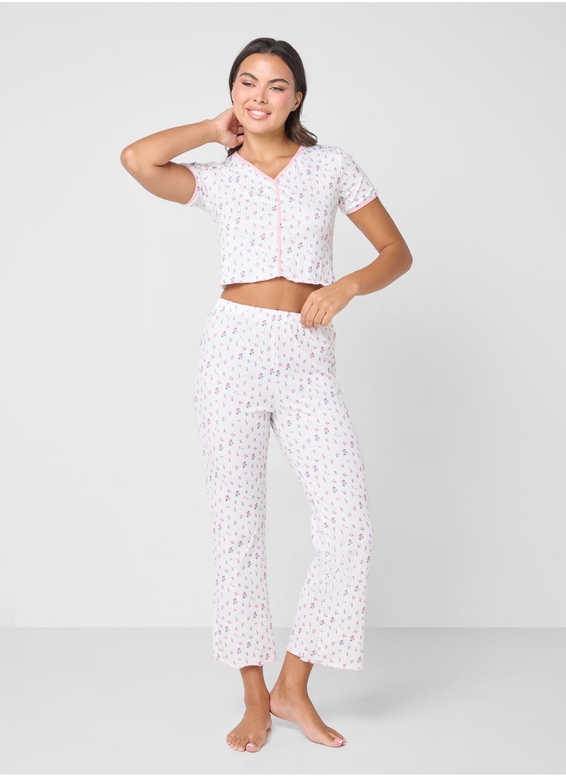 Ginger - Floral Print T-Shirt & Pyjama Set - Image 1