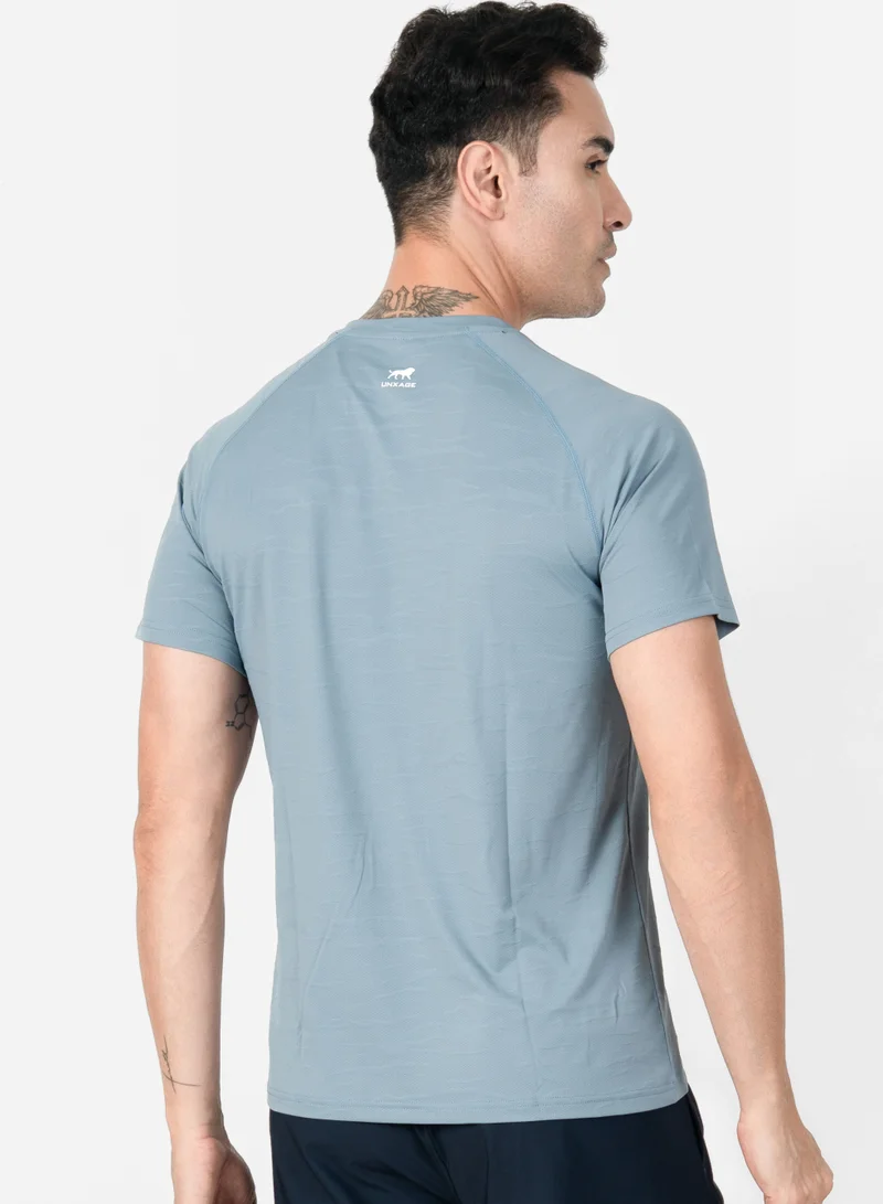 انكسيخ UNXAGE Aero Performance Gym T-Shirt for Men - Lightweight Breathable Quick Dry Training Top | Polyester Spandex Workout Shirt | Slate Blue