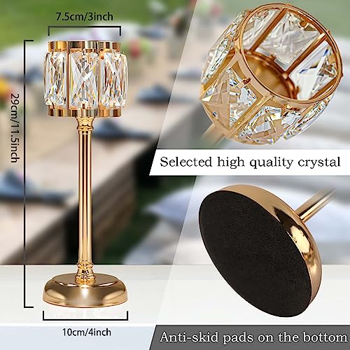 KEHAIL 3 Arms Crystal Candle Holders, Arch Candlestick Table Candelabras Centerpieces for Wedding, Dinning Room, Cabinet Ornaments, Home Decoration, Gift (3-arm Arched Set, Gold) - Image 4