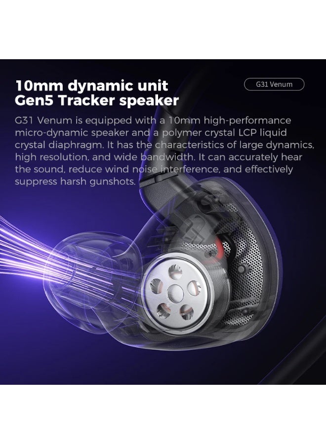 Plextone G31 Gaming Headphones 3.5mm In-Ear Earphones with Ear Hook Drop-Resistant HIFI Bass Earphones E-Sports Headphones Monitoring Headset with Microphone, Bass Sound, Noise Cancelling, Black - Image 5