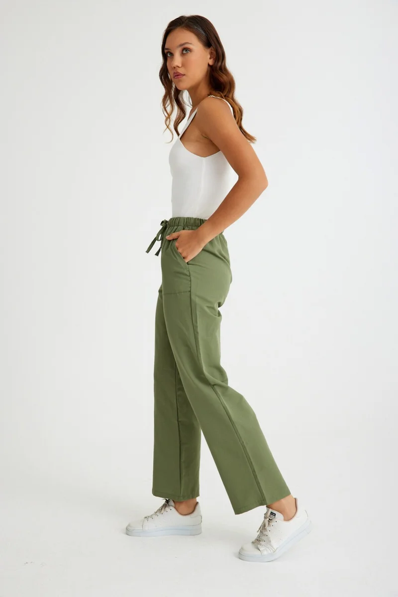 Barbora Linen Casual Trousers with Waist Tie LN14HAKI9