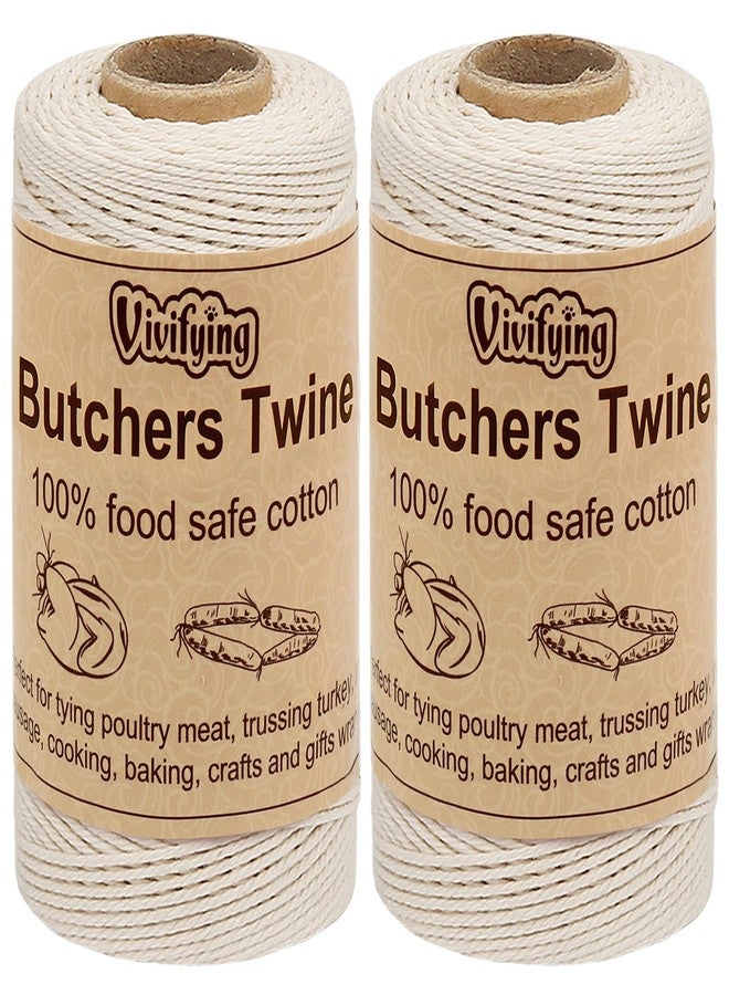 Vivifying Butchers Twine, 2pcs x 328 Feet 3Ply Cotton Bakers Twine, Food Safe Cooking String for Tying Meat, Making Sausage, Trussing Turkey, Roasting and Packing (Beige) - Image 1
