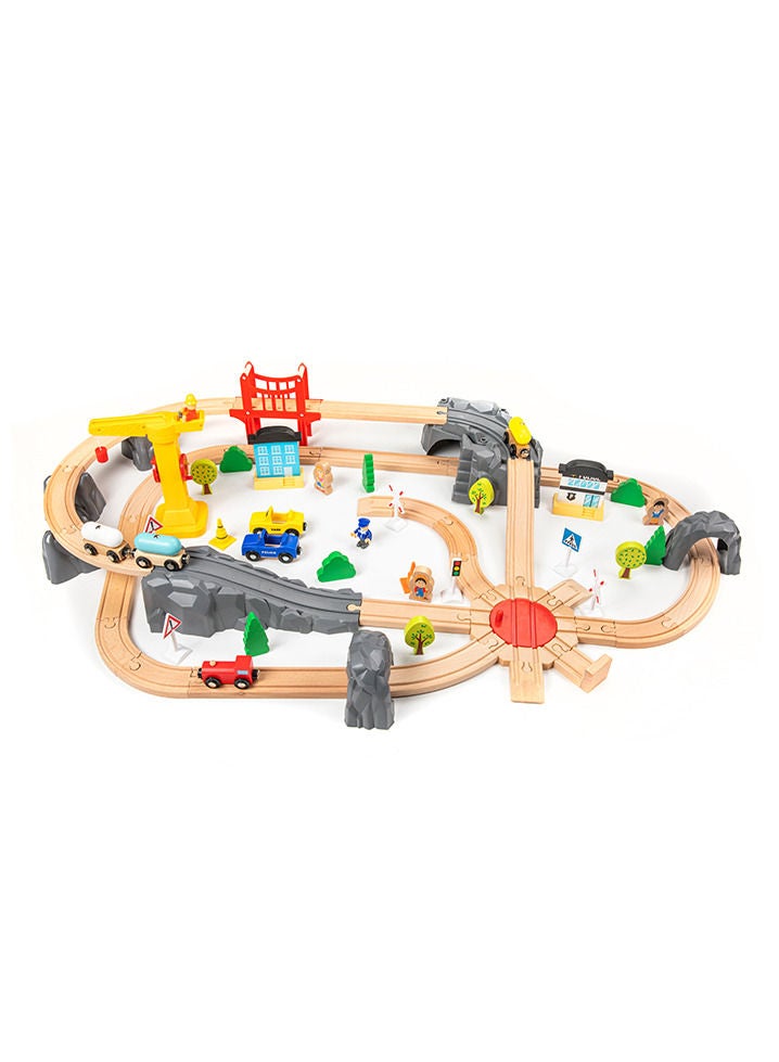 cuqup Train Toy Set - 80 Pieces Wooden Train Tracks  for Kids - Image 1
