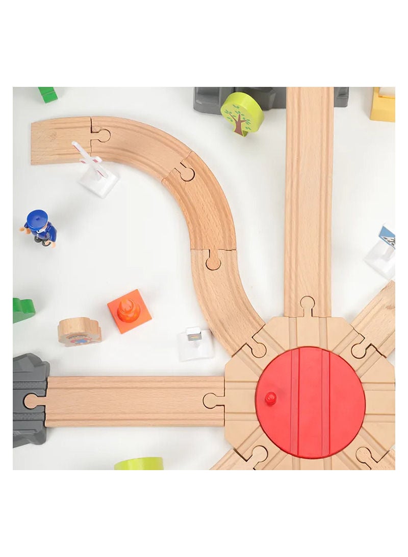 cuqup Train Toy Set - 80 Pieces Wooden Train Tracks  for Kids - Image 2