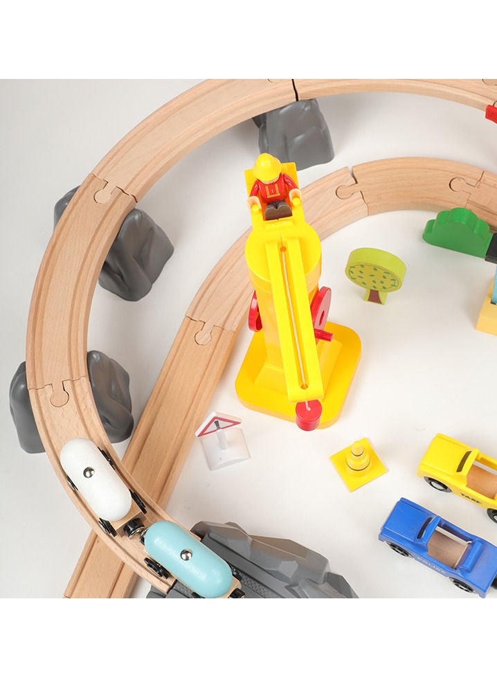 cuqup Train Toy Set - 80 Pieces Wooden Train Tracks  for Kids - Image 4