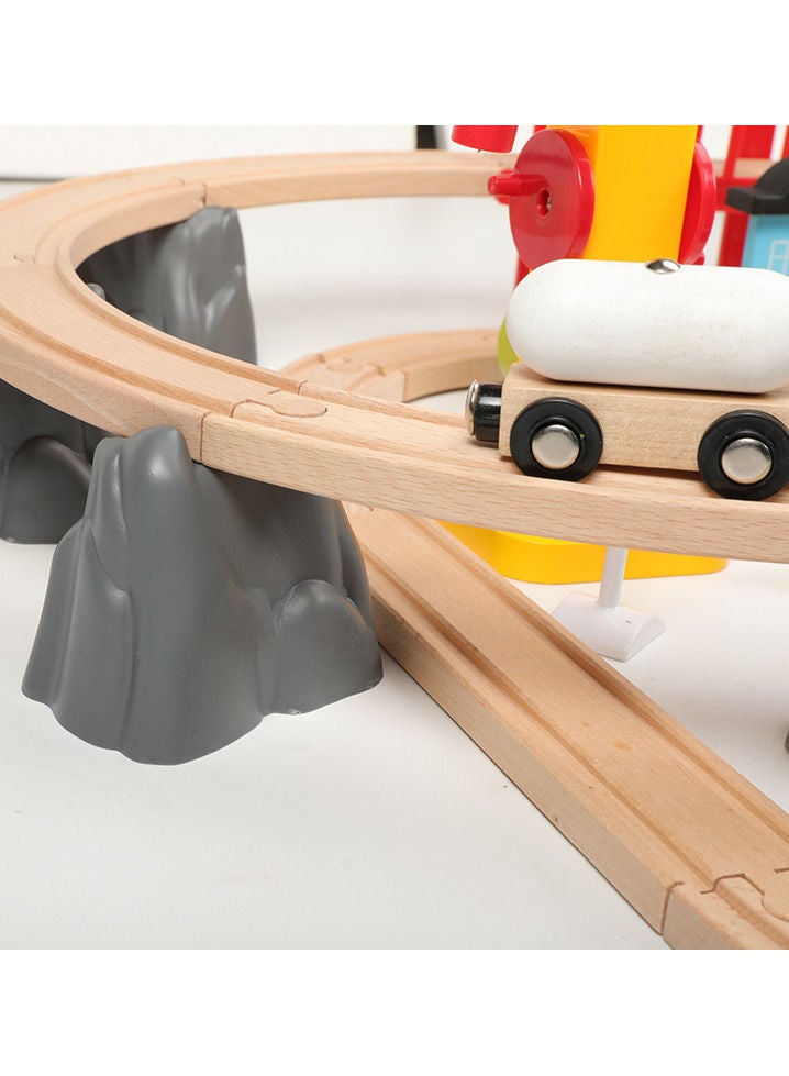 cuqup Train Toy Set - 80 Pieces Wooden Train Tracks  for Kids - Image 5